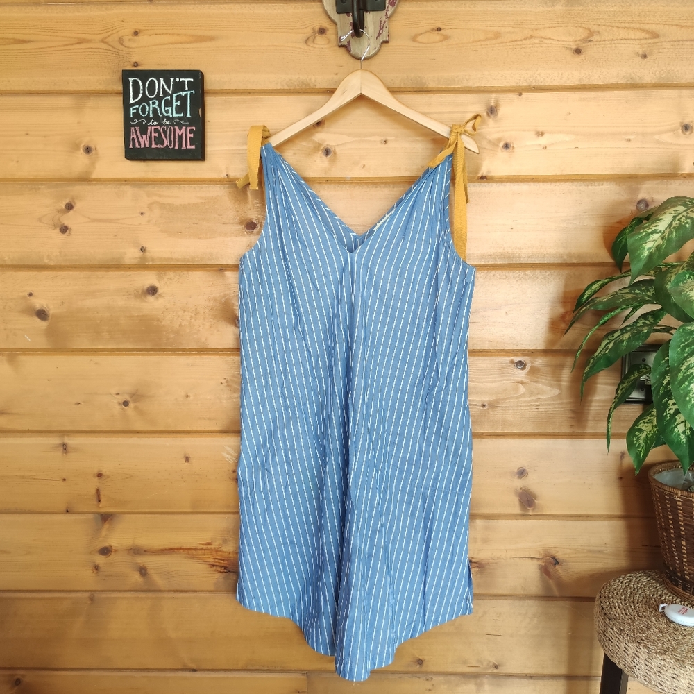 Matilda Jane 💜 Sandy Seashell Cover Up‎ Dress Stripes Pockets Beach Swim Small